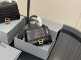 Original Hourglass Bag Crocodile Print Calf Leather Top Handle Shoulder Bag