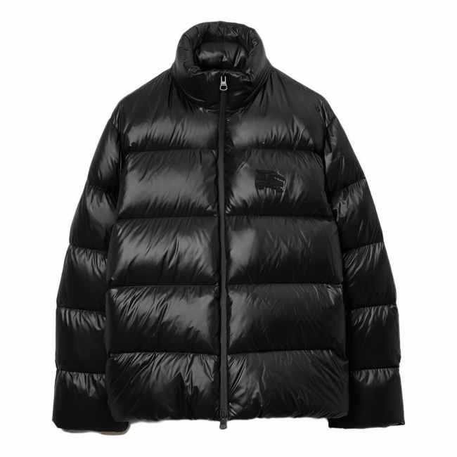 Original Down Jacket  Mens Zip Up Jacket Stand Collar Casual Coat Black Polyester Outerwear