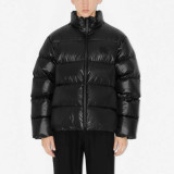 Original Down Jacket  Mens Zip Up Jacket Stand Collar Casual Coat Black Polyester Outerwear