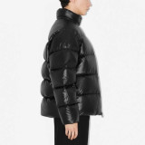 Original Down Jacket  Mens Zip Up Jacket Stand Collar Casual Coat Black Polyester Outerwear