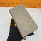 Women's Zippy Silver Hardware Printed Perforated Design Calfskin Wallet apricot M61867