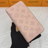 Women's Zippy Silver Hardware Printed Perforated Design Calfskin Wallet apricot M61867