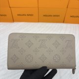 Women's Zippy Silver Hardware Printed Perforated Design Calfskin Wallet apricot M61867