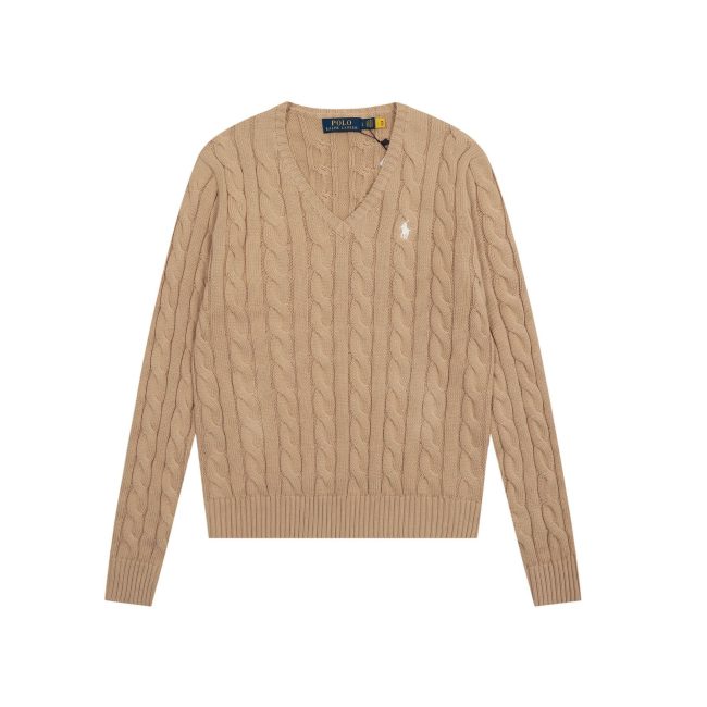Original Women Cable-Knit Cotton V-Neck Jumper