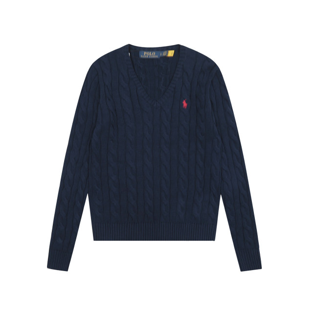Original Women Cable-Knit Cotton V-Neck Jumper