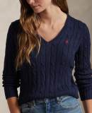 Original Women Cable-Knit Cotton V-Neck Jumper