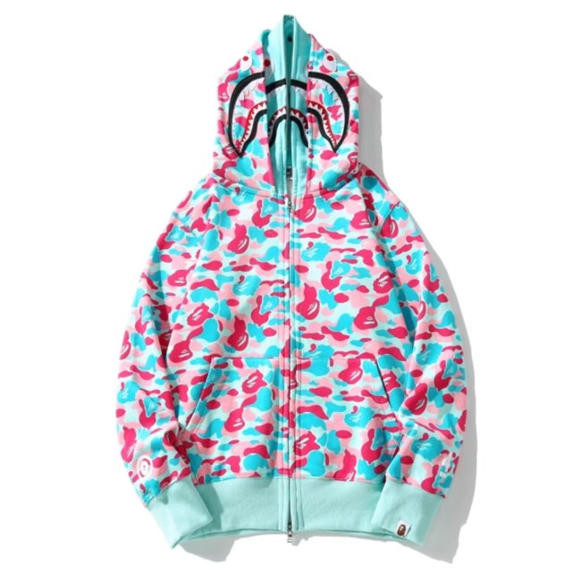 Camo Shark Full Zip Double Hoodie