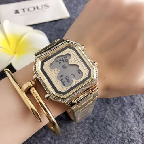 5A 8375Z Quartz Watches Women's Bear Digital Watch - Gold Crystal-Embellished Wristwatch