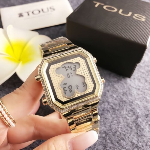 5A 8375Z Quartz Watches Women's Bear Digital Watch - Gold Crystal-Embellished Wristwatch