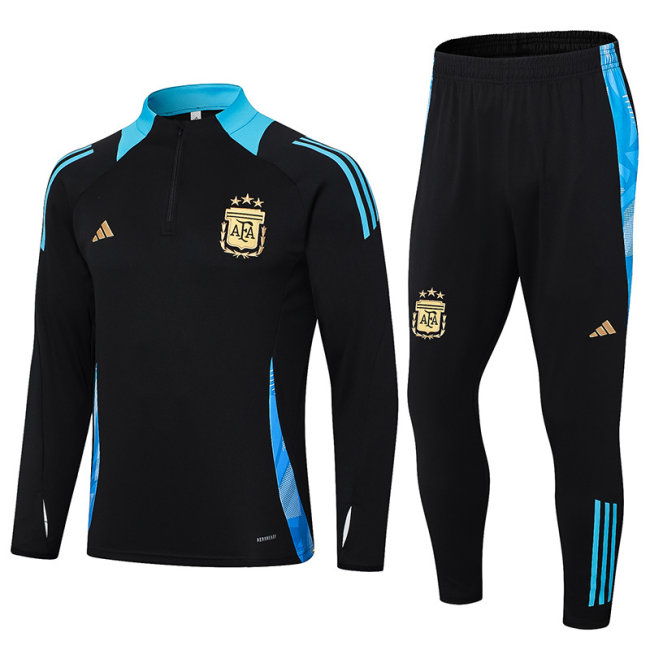 adult Argentina national football team 2024-2025 Mens Soccer Jersey Quick Dry Casual long Sleeve trousers suit black