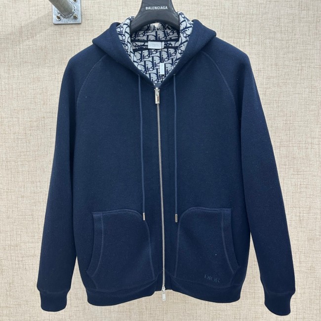 Original Jacquard Cashmere Hoodie Reversible Knit Hooded Sweatshirt Oblique
