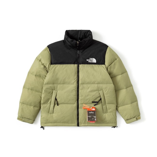 5A 1996 Nuptse Jacket Olive Green Black Collar Retro Puffer Coat
