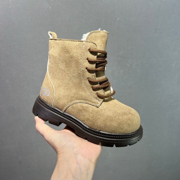 5A Kids Zippered Martin Boots Warm Fleece Lined Children's Winter Short Boots Light Brown