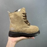 5A Kids Zippered Martin Boots Warm Fleece Lined Children's Winter Short Boots Light Brown