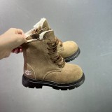 5A Kids Zippered Martin Boots Warm Fleece Lined Children's Winter Short Boots Light Brown