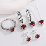 5A Elevated Red Heart Set & Rings & Earrings & Necklaces  & Ear Studs