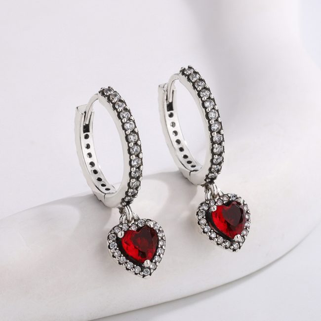 5A Elevated Red Heart Earrings