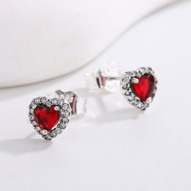 5A Elevated Red Heart Ear Studs
