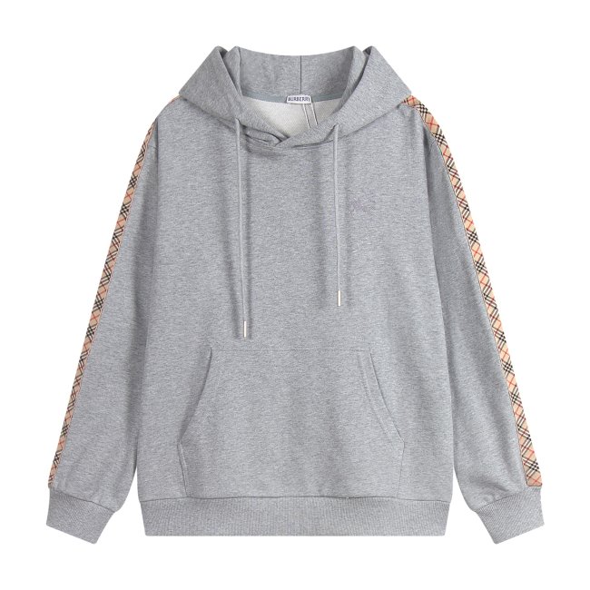 5A Check Trim Cotton Pullover Hoodie