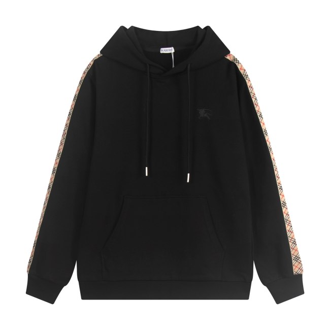 5A Check Trim Cotton Pullover Hoodie