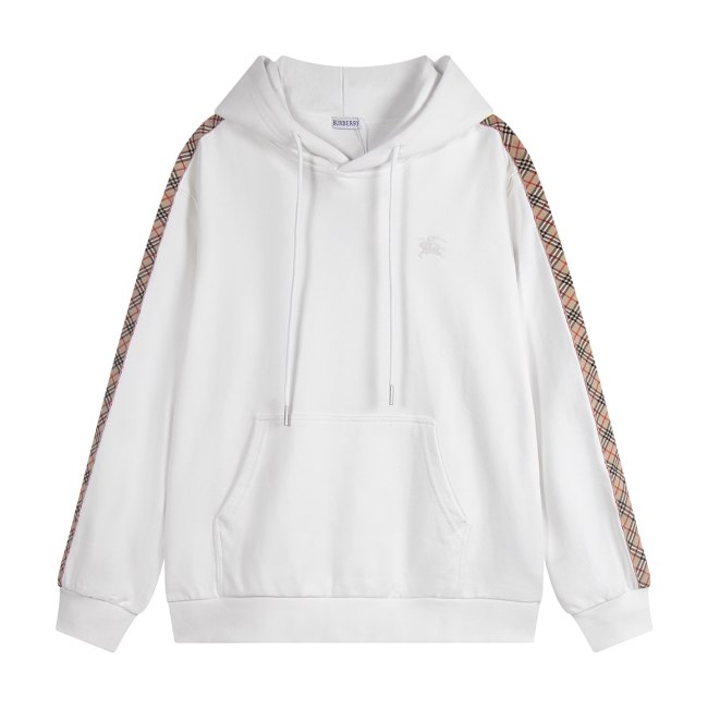 5A Check Trim Cotton Pullover Hoodie