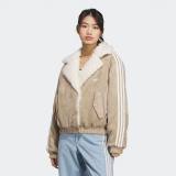 Women's Retro RS Striped Sports Jacket Sherpa Lined Suede Trim
