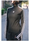 Originals Trefoil Women's High Neck Fleece Lined Sweatshirt Embroidered Slim Fit Thermal Baselayer