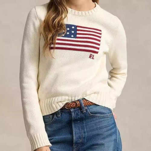 5A Women Flag Cotton Crewneck Sweater