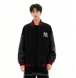 Varsity Jacket College Baseball Jackets Vintage Unisex Streetwear Coats with Patchwork Hipster Utility Tops Blue White