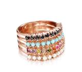 Original Straight Ring in Rose Silver Vermeil With Multicolor Gemstones