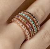 Original Straight Ring in Rose Silver Vermeil With Multicolor Gemstones