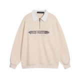 Embroidered Logo Half Zip Long Sleeve Sweatshirt 8329#