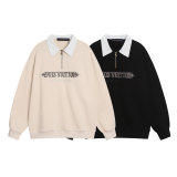 Embroidered Logo Half Zip Long Sleeve Sweatshirt 8329#