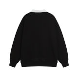 Embroidered Logo Half Zip Long Sleeve Sweatshirt 8329#