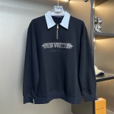 Embroidered Logo Half Zip Long Sleeve Sweatshirt 8329#