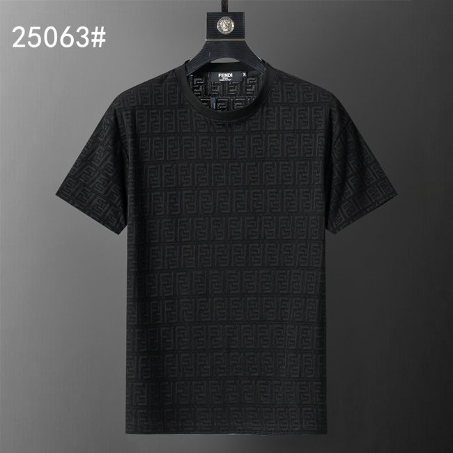 5A 26SS Men's Black FF Logo Print Crew Neck T-Shirt