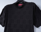 5A 26SS Men's Black Interlocking G Logo Jacquard Crew Neck T-Shirt
