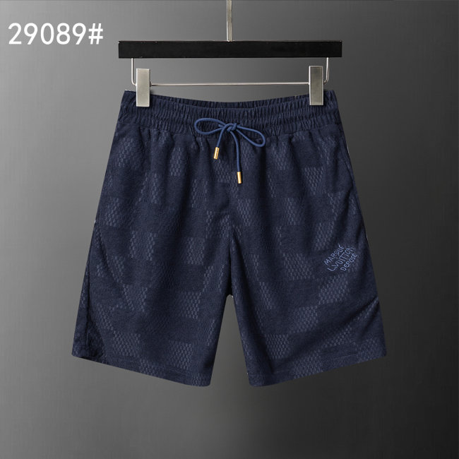 5A 26SS Men's Navy Blue Monogram Print Casual Shorts - Luxury Designer Drawstring Shorts