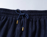5A 26SS Men's Navy Blue Monogram Print Casual Shorts - Luxury Designer Drawstring Shorts