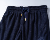 5A 26SS Men's Navy Blue Monogram Print Casual Shorts - Luxury Designer Drawstring Shorts