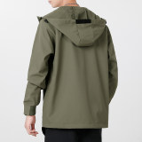 Original Embroidered Logo Men's Hooded Jacket Windbreaker Green