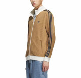 Original Stand Collar Striped Waffle Knit Jacket  Autumn Sports Zipper Coat for Men & Women