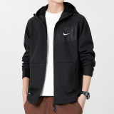 Original Embroidered Logo Men's Hooded Jacket Windbreaker Black