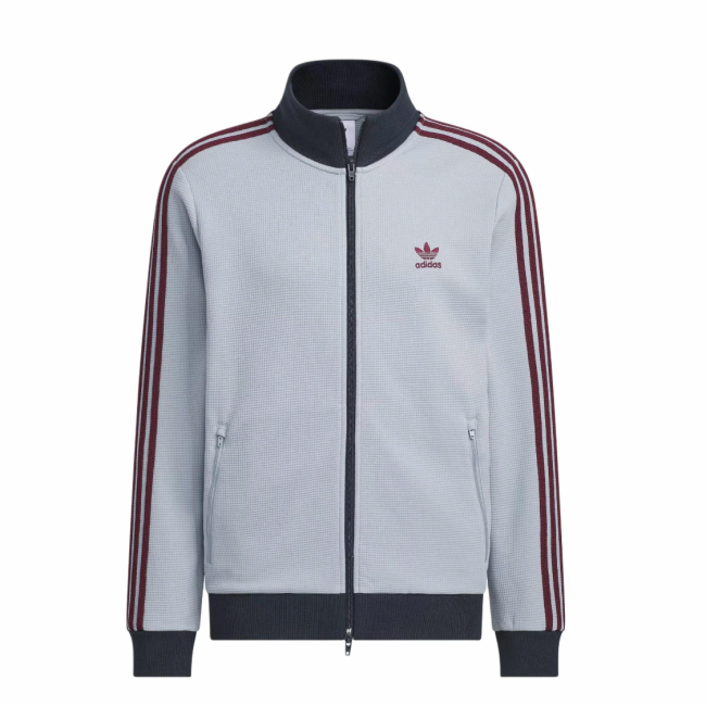 Original Stand Collar Striped Waffle Knit Jacket  Autumn Sports Zipper Coat for Men & Women