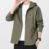 Original Embroidered Logo Men's Hooded Jacket Windbreaker Green