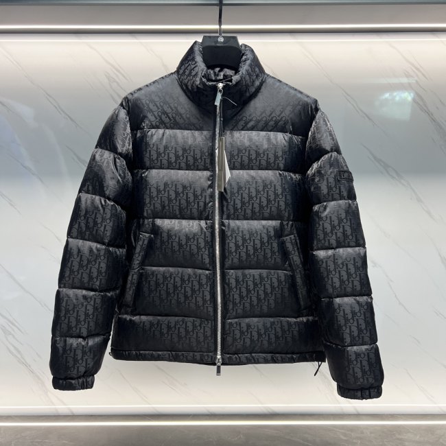 Oblique Jacquard Logo Stand Collar Down Jacket
