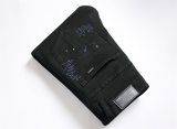 5A Slim Fit Stretch Jeans Black Trendy Men's Pants with Ripped Patches