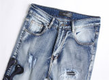 5A Slim Fit Stretch Jeans Embroidered Versatile Men's Trousers Blue