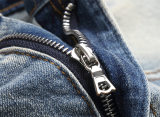 5A Slim Fit Stretch Jeans Retro Leather Logo Versatile Men's Pants