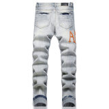5A Slim Fit Stretch Jeans Retro Leather Logo Versatile Men's Pants